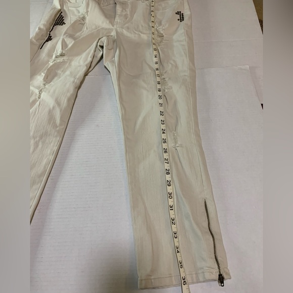 Ana Modern Fit Skinny Leg Distressed Beige Jeans 16 - Picture 9 of 11